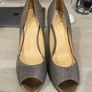 Kate Spade Women's Glitter Peep Toe Heels - Silver